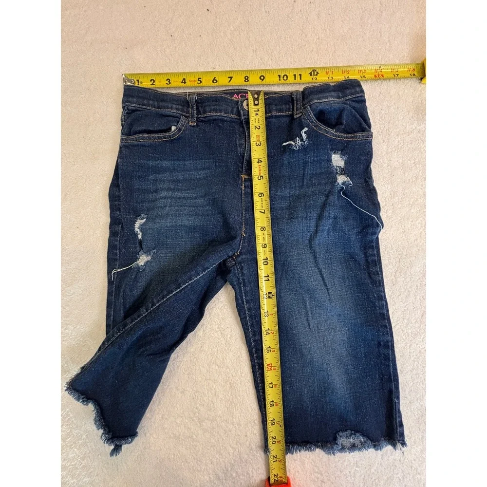 The Childrens Place Girls Blue Distressed Skimmer Shorts Size 16‎ Frayed Hem